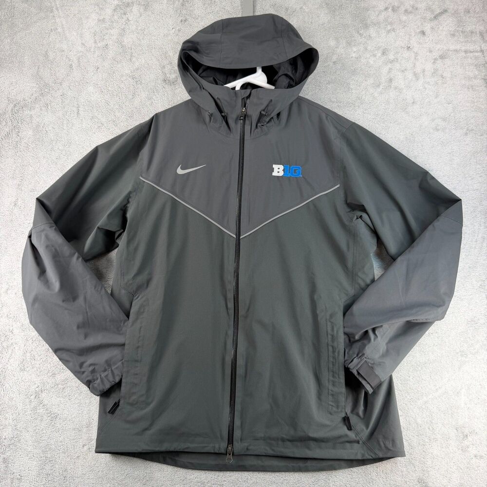Nike Big Ten B1G Storm-FIT Waterproof Jacket Mens Large Gray Hooded 777179-060
